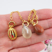 Joan Rivers Charms, Joan Rivers Egg, Charm Extension, Set of 3, Faberge Egg, Egg Necklace, Egg Charm, Goldstone Charm, Rhinestone Egg
