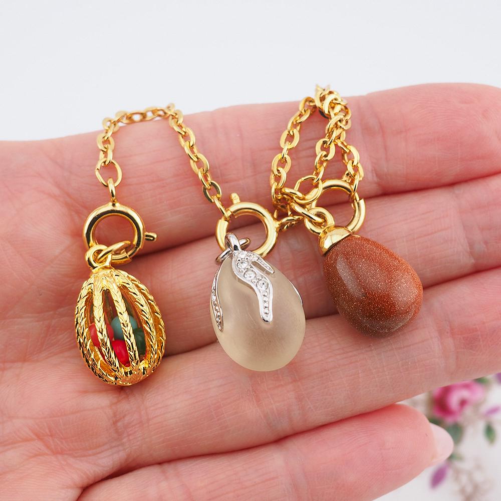 Joan Rivers Charms, Joan Rivers Egg, Charm Extension, Set of 3, Faberge Egg, Egg Necklace, Egg Charm, Goldstone Charm, Rhinestone Egg