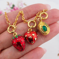 Joan Rivers Charms, Joan Rivers Egg, Egg Charm, Set of 3, Faberge Egg, Egg Necklace, Strawberry Charm, Heart Charm, Jade Egg Charm