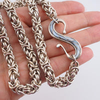 Sterling Silver Chain, Byzantine Necklace, Heavy Silver Chain, Byzantine Chain, Hook Clasp Chain, Fancy Silver Chain, Silver Chain Necklace