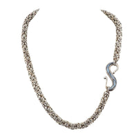 Sterling Byzantine Silver Chain With Inlay Clasp