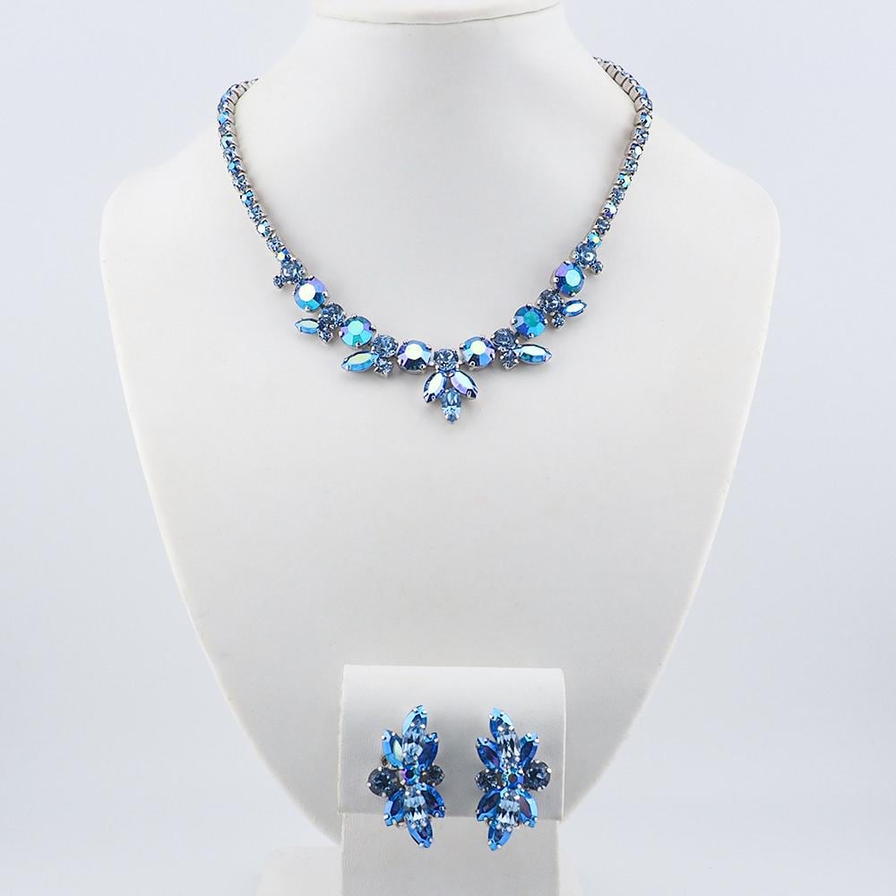 Vintage Rhinestone Set, Sherman Jewelry, Sherman Set, Vintage Rhinestone Jewelry, Gustave Sherman, Necklace Earring Set, Bridal Jewelry