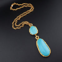 Kenneth Lane Necklace, Long Necklace, Blue Necklace, KJL Necklace, Acrylic Necklace, Kenneth Lane, Turquoise Blue Necklace, Gold Tone
