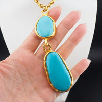 Kenneth Lane Necklace, Long Necklace, Blue Necklace, KJL Necklace, Acrylic Necklace, Kenneth Lane, Turquoise Blue Necklace, Gold Tone
