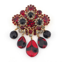 Juliana Brooch, Vintage Brooch, Rhinestone Brooch, Red Brooch, Glass Drops Brooch, Vintage Juliana Jewelry, Designer Jewelry, Rhinestone Pin