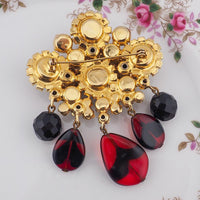 Juliana Brooch, Vintage Brooch, Rhinestone Brooch, Red Brooch, Glass Drops Brooch, Vintage Juliana Jewelry, Designer Jewelry, Rhinestone Pin