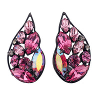 Vintage La Roco Earrings, Pink Rhinestone Earrings, Wing Earrings, Japanned Rhinestone Earrings, Mid-Century Earrings, Clip On Earrings
