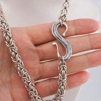 Sterling Silver Chain, Byzantine Necklace, Heavy Silver Chain, Byzantine Chain, Hook Clasp Chain, Fancy Silver Chain, Silver Chain Necklace