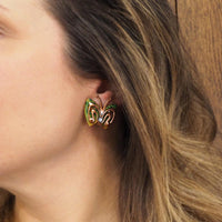 Matisse Earrings, Butterfly Earrings, Copper Earrings, Midcentury Earrings, Clip On Earrings, Enamel Earrings, Vintage Earrings, Matisse