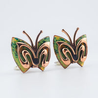 Matisse Earrings, Butterfly Earrings, Copper Earrings, Midcentury Earrings, Clip On Earrings, Enamel Earrings, Vintage Earrings, Matisse