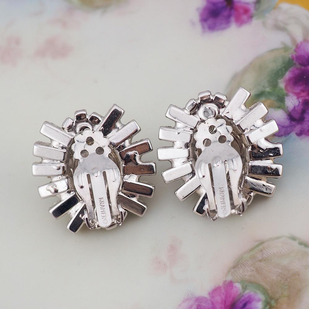 Kramer Earrings, 1950s Earrings, Vintage Earrings, Blue Earrings, Clip On Earrings, Crystal Earrings, Rhinestone Earrings, Bridal Earrings