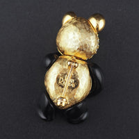 Joan Rivers Panda Brooch, Articulated Bear Brooch, Crystal Panda Pin, Black Enamel Panda, Sparkly Animal Brooch, Vintage Joan Rivers Jewelry