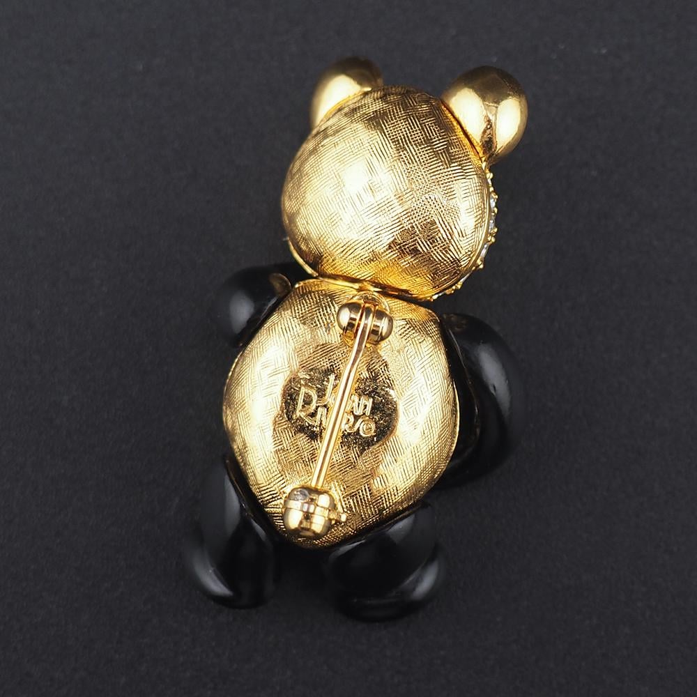 Joan Rivers Panda Brooch, Articulated Bear Brooch, Crystal Panda Pin, Black Enamel Panda, Sparkly Animal Brooch, Vintage Joan Rivers Jewelry