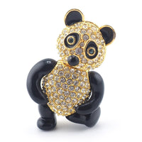 Joan Rivers Panda Brooch, Articulated Bear Brooch, Crystal Panda Pin, Black Enamel Panda, Sparkly Animal Brooch, Vintage Joan Rivers Jewelry
