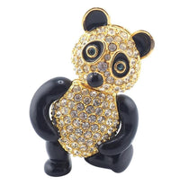 Joan Rivers Panda Brooch, Articulated Bear Brooch, Crystal Panda Pin, Black Enamel Panda, Sparkly Animal Brooch, Vintage Joan Rivers Jewelry