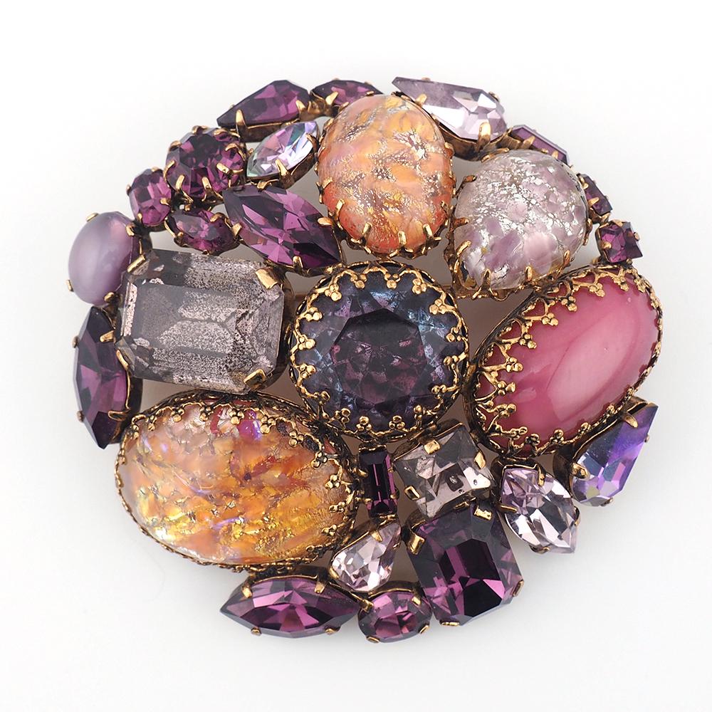Vintage Purple Rhinestone Brooch, Austria Brooch, Vintage Brooch, Art Glass Brooch, Statement Brooch, Austrian Crystal Brooch, Rhinestone