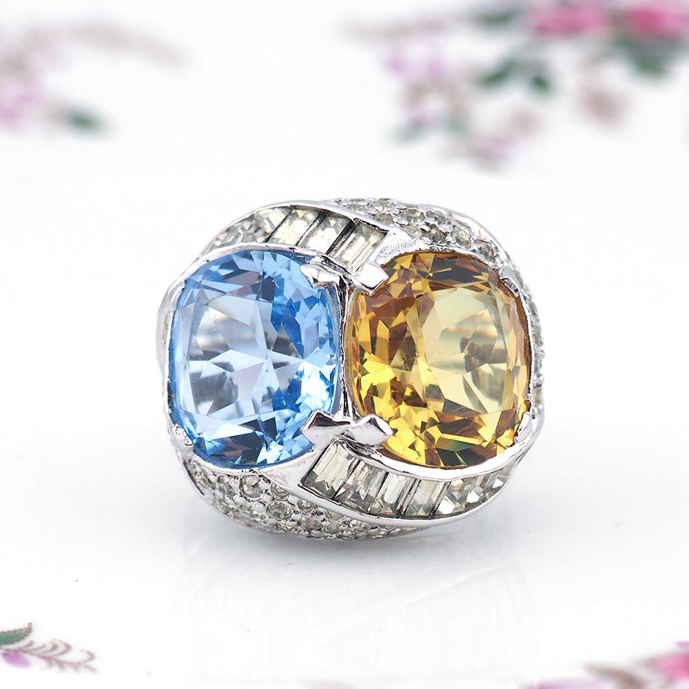 Mazer Ring, Vintage Ring, Crystal Ring, Vintage Costume Ring, Mazer Jewelry, Rhinestone Ring, Joseph Mazer, Cocktail Ring, Statement Ring