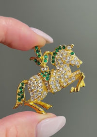 Napier Brooch, Carousel Horse Brooch, Vintage Brooch, Horse Pin, Figural Brooch, Napier Jewelry, Rhinestone Brooch, Gold Plated Brooch