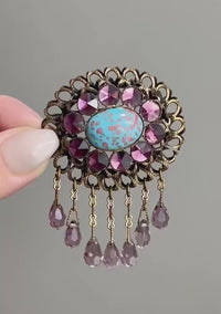 Kandell & Marcus Brooch, Vintage Brooch, Glass Drops Brooch, Antique Style Brooch, Drop Brooch, Art Glass Brooch, Brooch Vintage, Brooch Pin