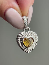 Judith Ripka Enhancer, Heart Pendant, Citrine Pendant, Heart Enhancer, Sterling Enhancer, Judith Ripka Pendant, Sterling Silver Heart, 925