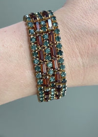 Early Sherman Bracelet, 1950s Bracelet, Sherman Rhinestone Bracelet, Wide Bracelet, Vintage Bracelet,  Sherman Bracelet, Sherman Jewelry