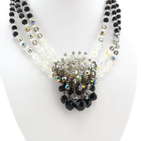 Vintage Crystal Beaded Necklace and Earring Set