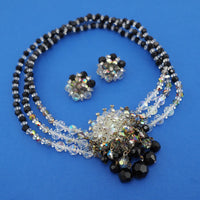 Vintage Crystal Beaded Necklace and Earring Set