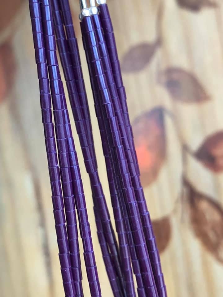 Native Liquid Silver Bead Necklace With Sugilite
