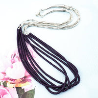 Native Liquid Silver Bead Necklace With Sugilite