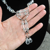 Art Deco Rock Crystal Briolette Drop Necklace