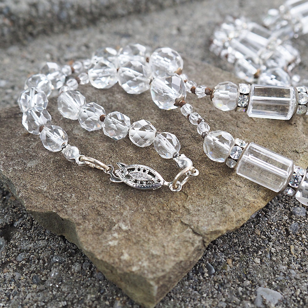 Art Deco Rock Crystal Briolette Drop Necklace
