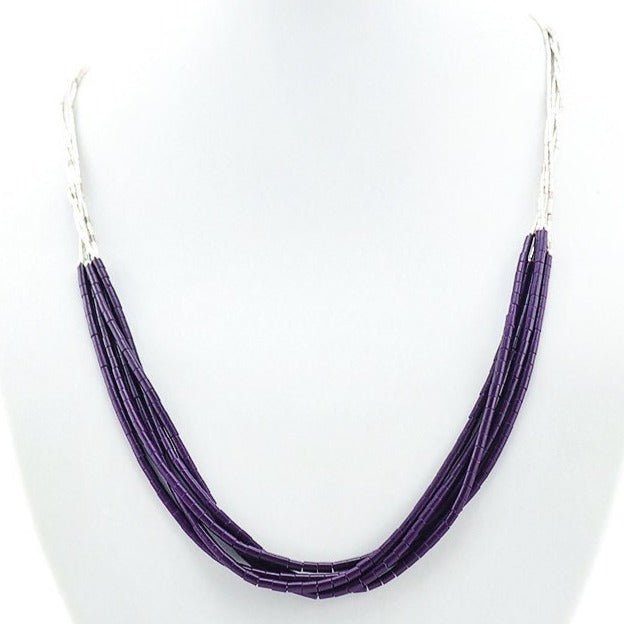 Native Liquid Silver Bead Necklace With Sugilite