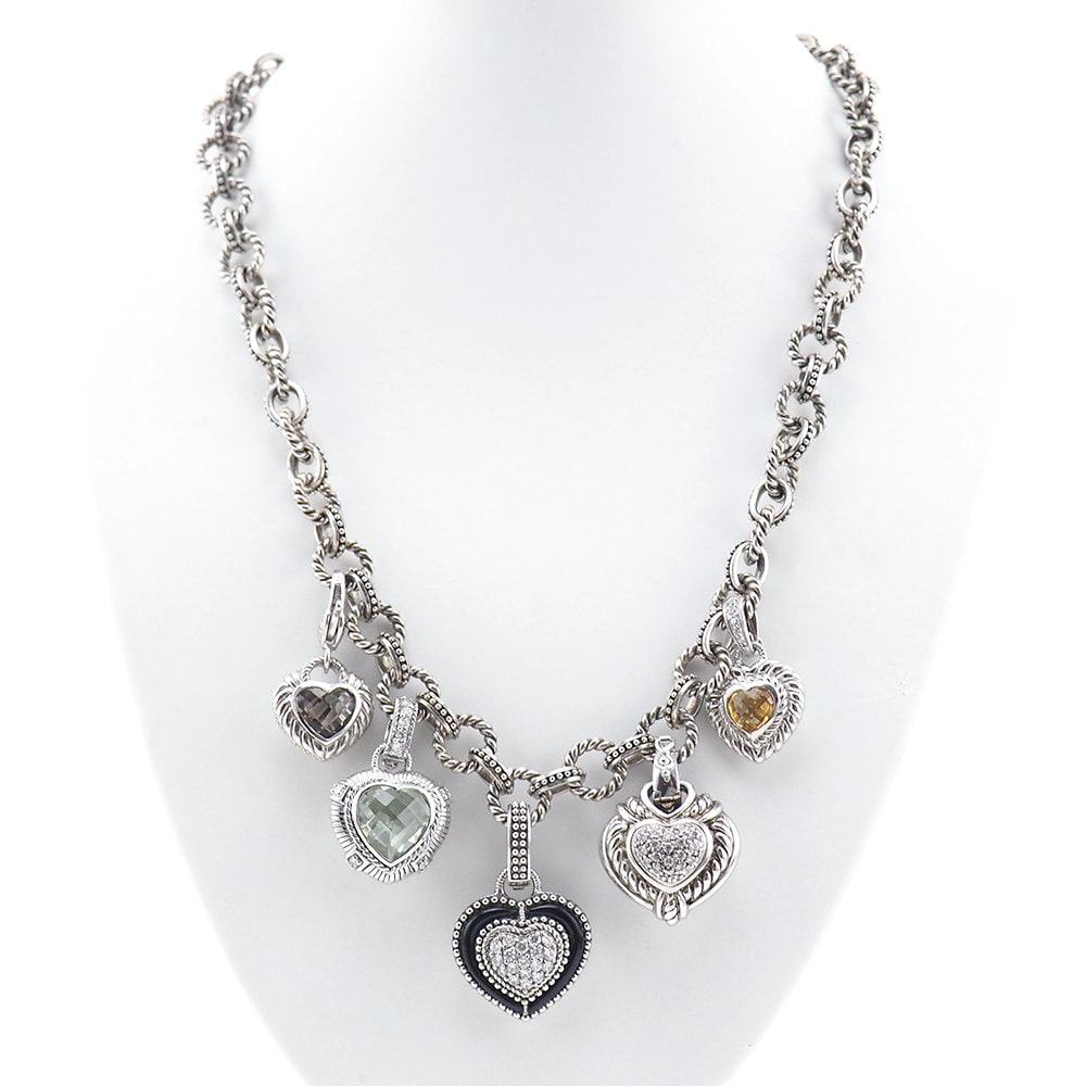 Judith Ripka Enhancer, Heart Pendant, Citrine Pendant, Heart Enhancer, Sterling Enhancer, Judith Ripka Pendant, Sterling Silver Heart, 925