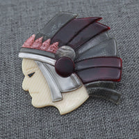 Lea Stein Vintage Indian Chief Brooch