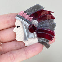 Lea Stein Vintage Indian Chief Brooch