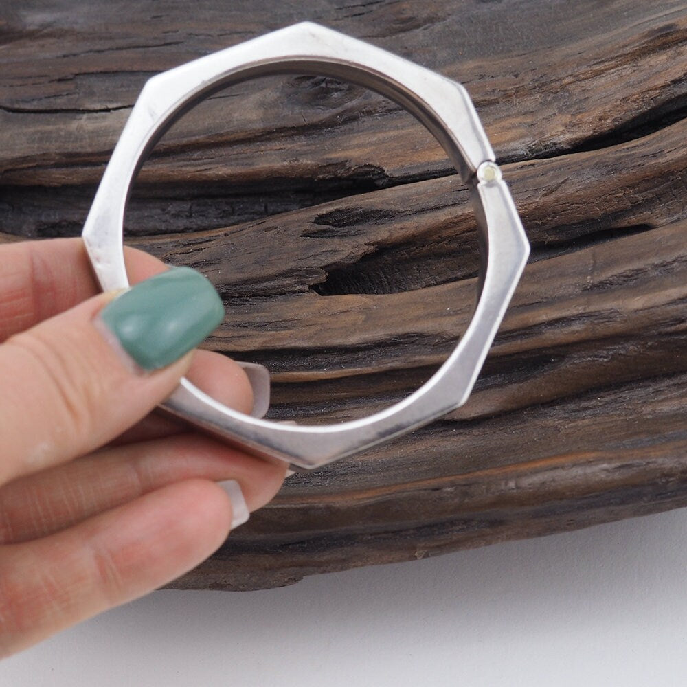 Vintage Mexican Geometric Silver Bracelet