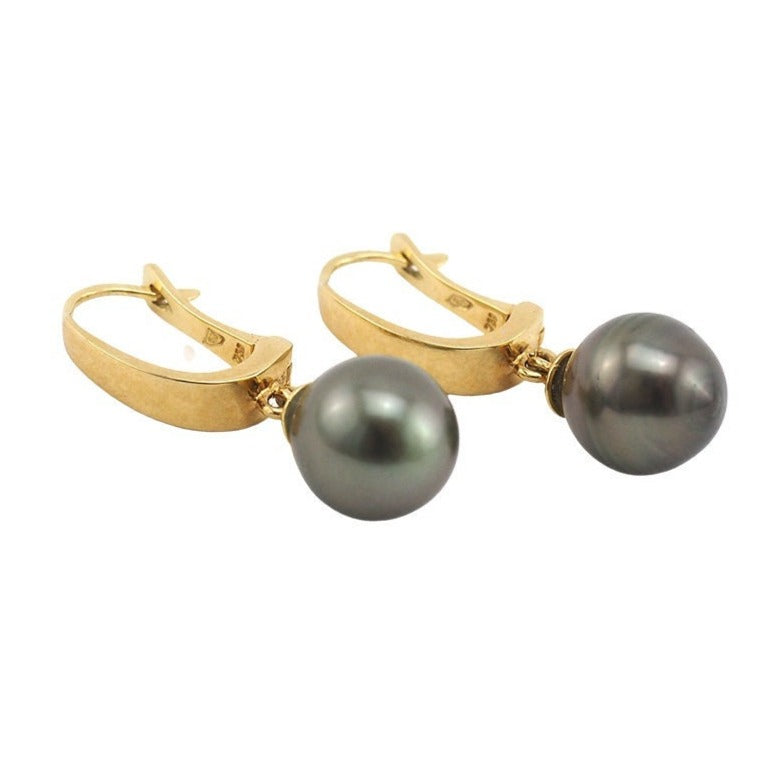 18K Gold Tahitian Pearl Drop Earrings – Vintage Jewelry Girl