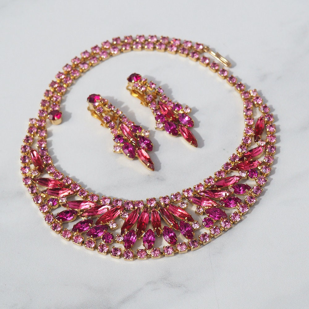 Vintage Juliana Pink Necklace and Earring Set