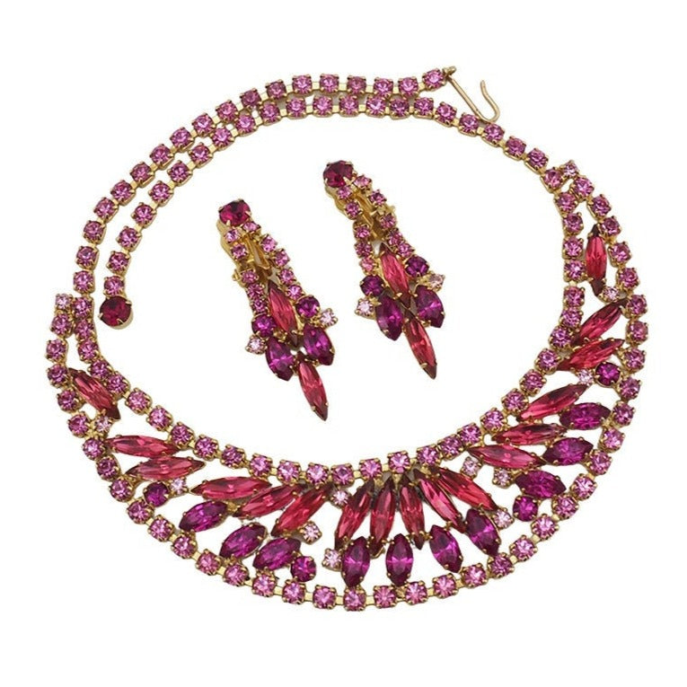 Vintage Juliana Pink Necklace and Earring Set