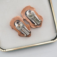 Vintage Earrings Renoir Drama Mask Copper Clip On