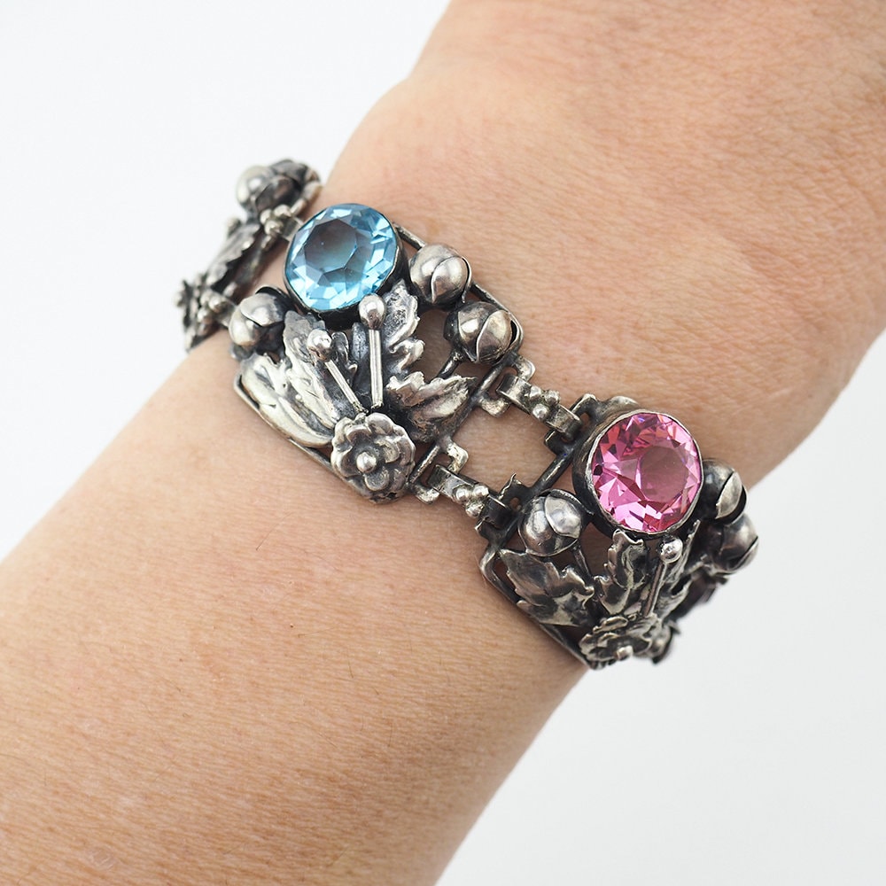Vintage Hobe Sterling Silver Flower Bracelet