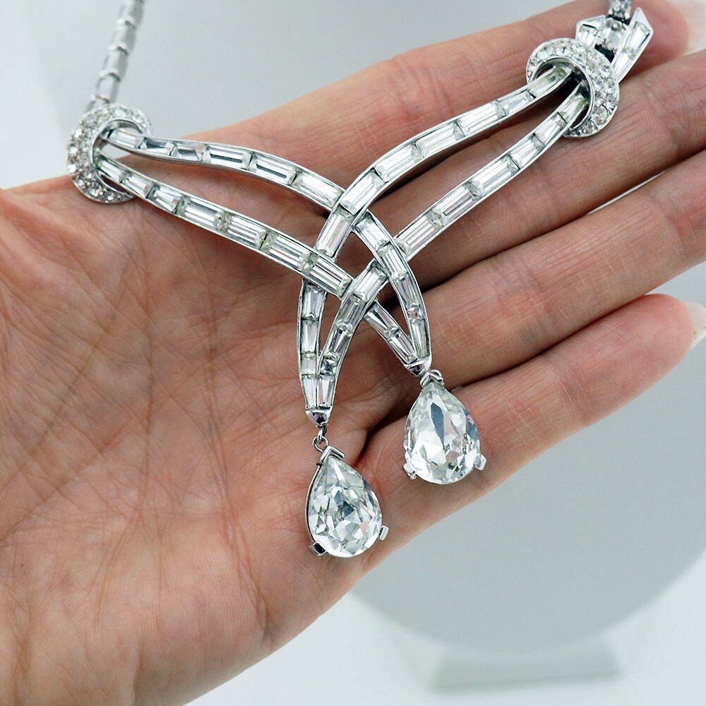 Collier Goutte Strass Boucher Vintage