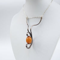 Vintage Modernist Sterling Silver Bakelite Pendant