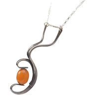 Vintage Modernist Sterling Silver Bakelite Pendant
