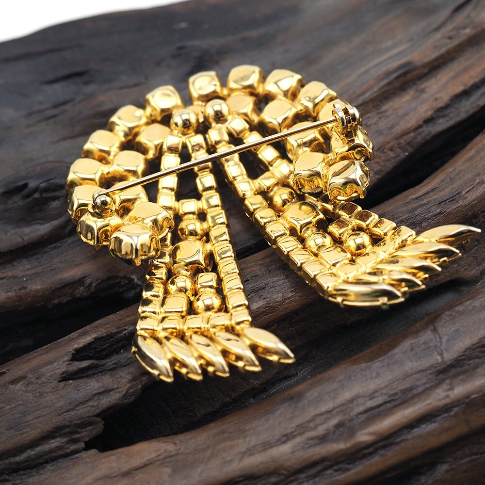 Vintage Topaz Black Rhinestone Brooch