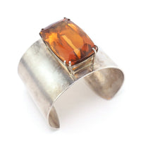 Wide Vintage Mexican Gemstone Cuff Bracelet