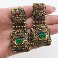 Vintage Earrings Ornate Vintage Brass Statement