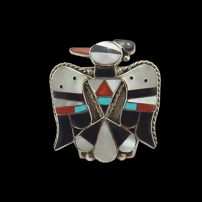 Bobbie Shack - Bague Thunderbird avec incrustation Zuni
