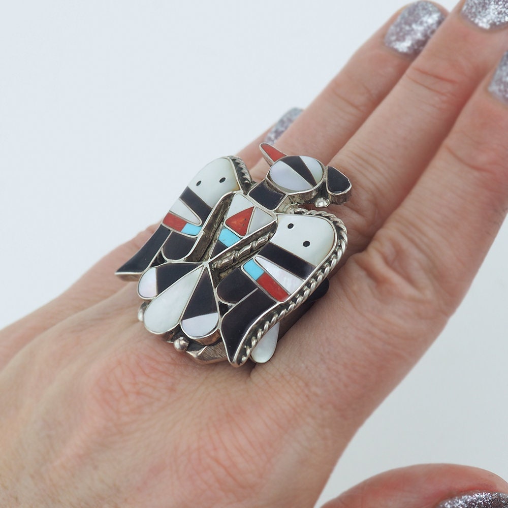 Bobbie Shack - Bague Thunderbird avec incrustation Zuni