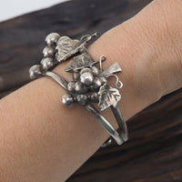 Vintage Mexcian Sterling Silver Grapes Cuff Bracelet
